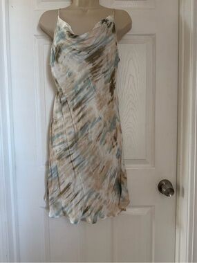 NWOT Surf Gypsy Watercolor Satin Beach Slip Dress | Cowl Neck size M